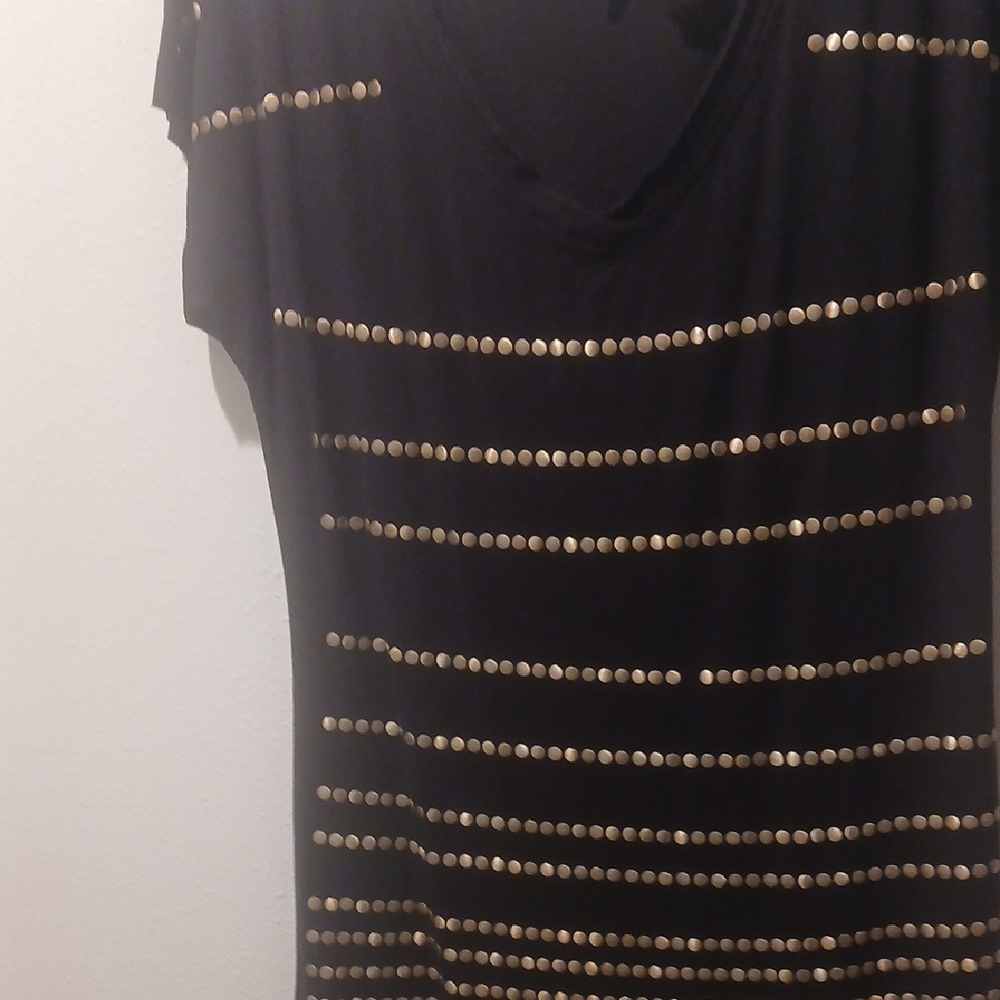 Bisou Bisou Black Tee with Gold Dots